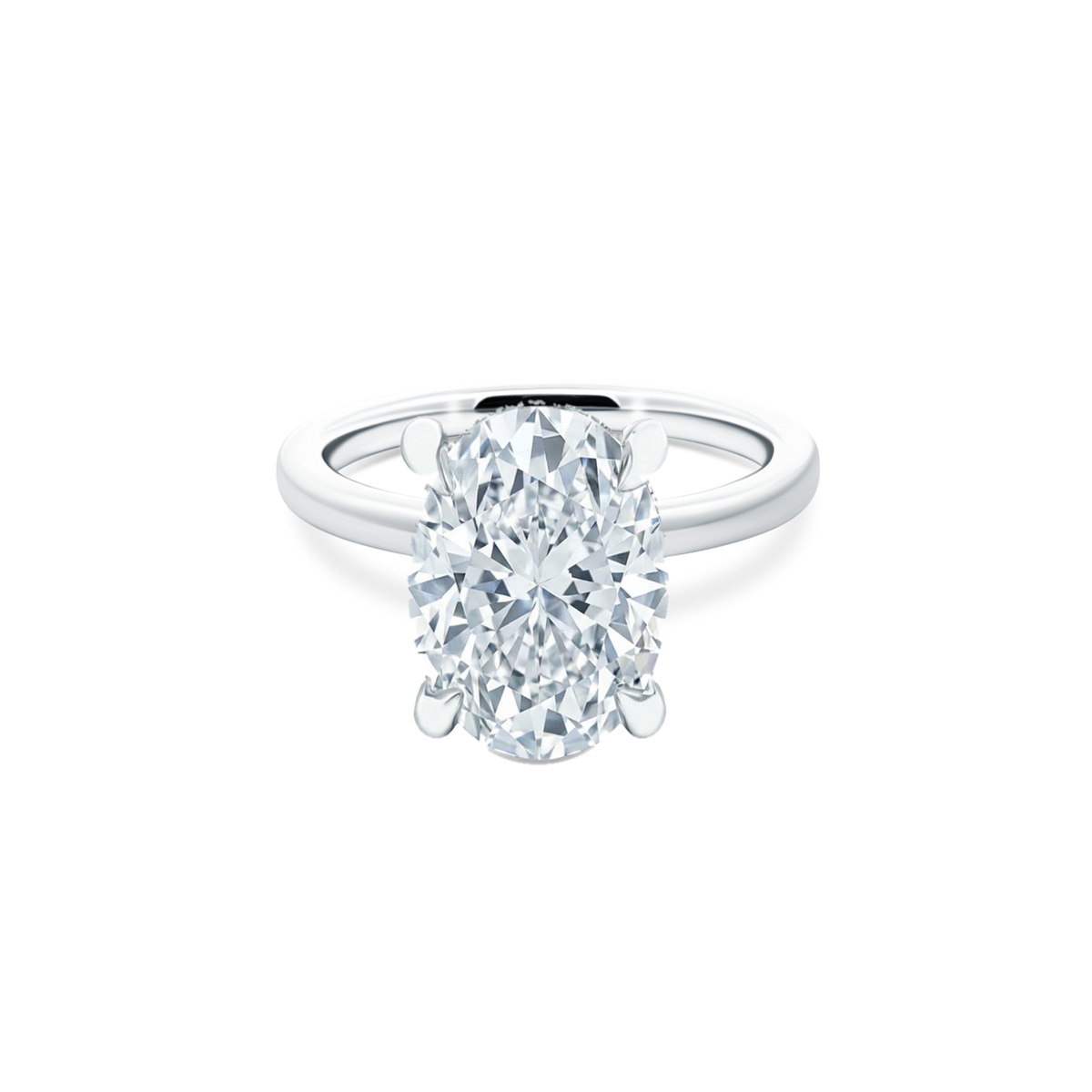 Oval Cut Lab Grown Diamond Solitaire Engagement Ring with 4.00ct center diamond