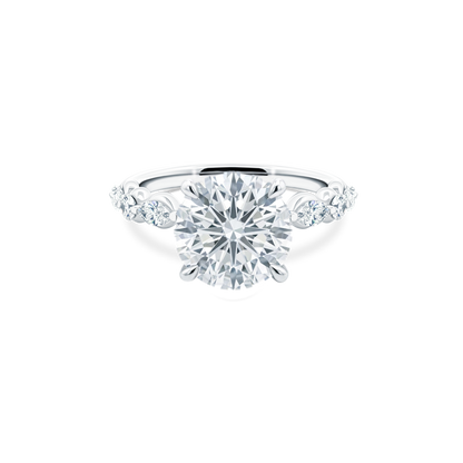 Round Brilliant Cut Lab Grown Diamond Shared Prong Engagement Ring with 4.00ct center diamond