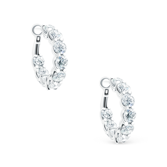 4.20ct 18k White Gold Diamond Hoops, SKU 150-6473