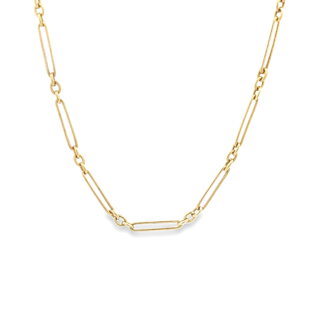 18k yellow gold link chain necklace measures 18