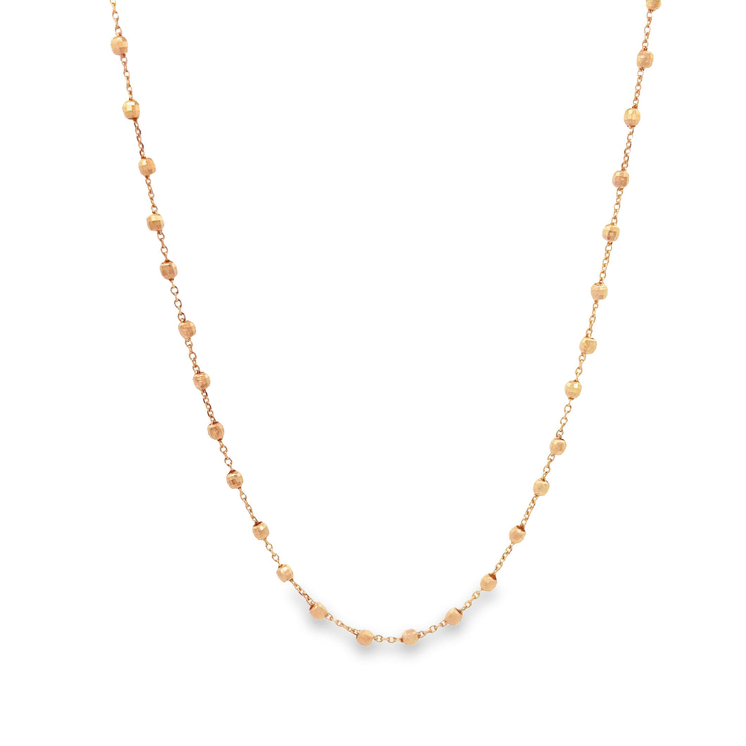 14k gold necklace with disco beads around the whole necklace. Avail...