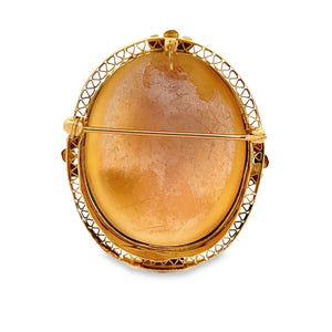 14k yellow gold cameo brooch.