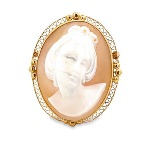 14k yellow gold cameo brooch.