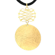 18k yellow gold necklace on an adjustable black cord. Adjustable up...