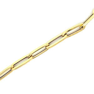 Large 14k yellow gold paperlink chain bracelet. Bracelet measures 7...
