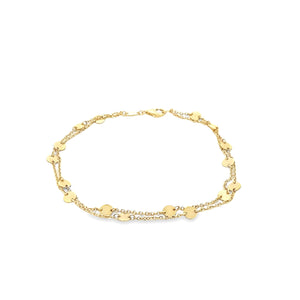 This easy to style 14k yellow gold double strand bracelet measures ...