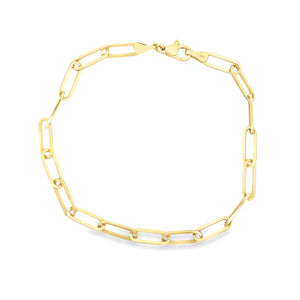 14k yellow gold paperclip link bracelet. Bracelet measures 8
