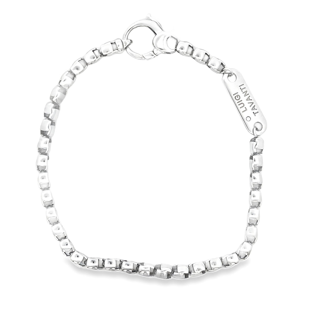 18k white gold mens link bracelet by Luigi Tavanti. Bracelet measur...
