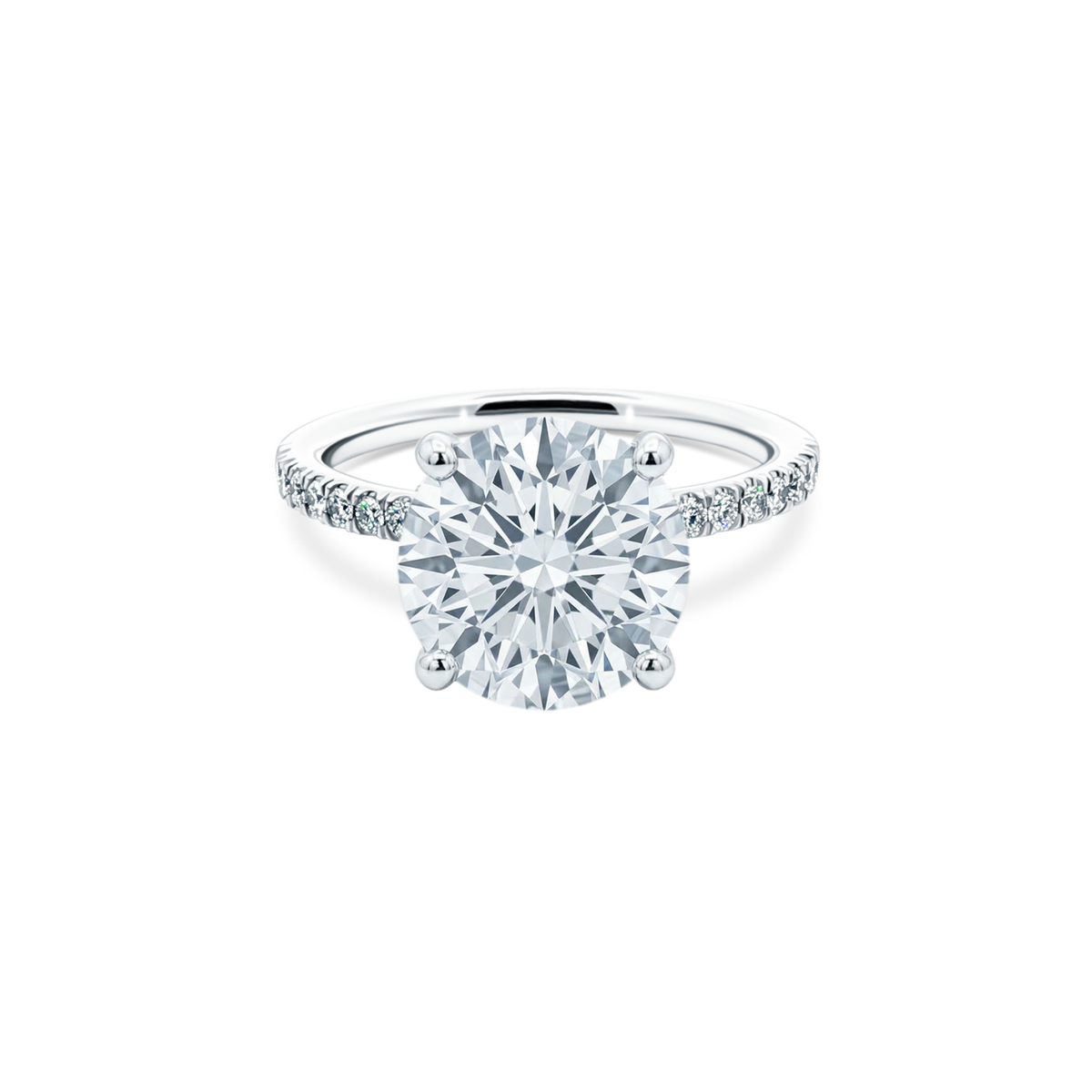 Round Brilliant Lab Grown Diamond Pave Engagement Ring with 4.00ct center diamond