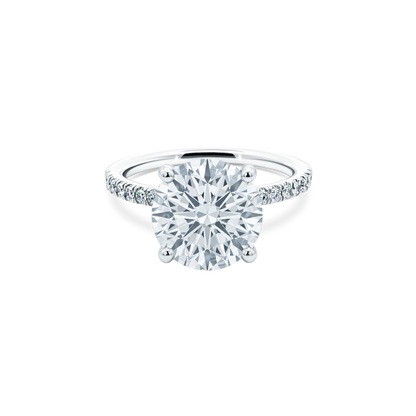 Round Brilliant Lab Grown Diamond Pave Engagement Ring with 4.00ct center diamond