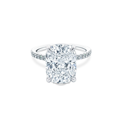 Elongated Cushion Cut Lab Grown Diamond Pave Engagement Ring with 5.00ct center diamond