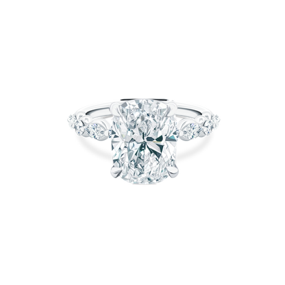 Elongated Cushion Cut Lab Grown Diamond Shared Prong Engagement Ring with 5.00ct center diamond