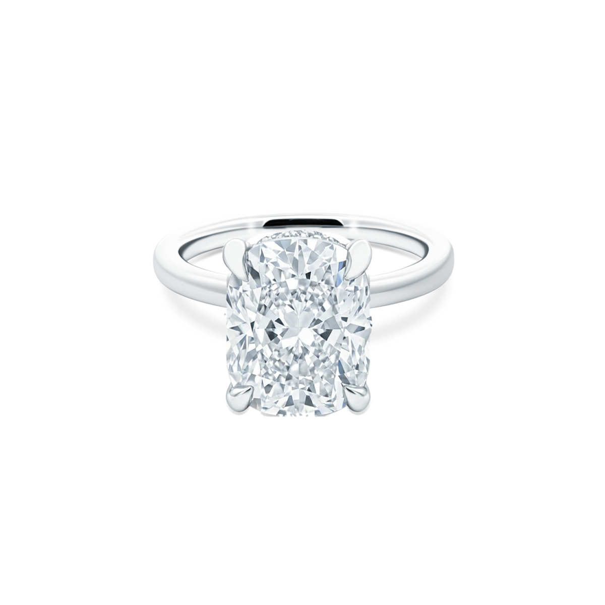 Elongated Cushion Cut Lab Grown Diamond Solitaire Engagement Ring with 5.00ct center diamond