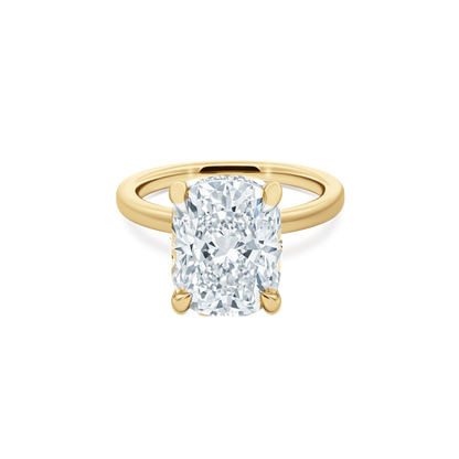 Elongated Cushion Cut Lab Grown Diamond Solitaire Engagement Ring in 14K yellow gold with 5.00ct center diamond