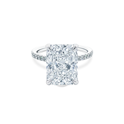 Elongated Radiant Cut Lab Grown Diamond Pave Engagement Ring with 5.00ct center diamond