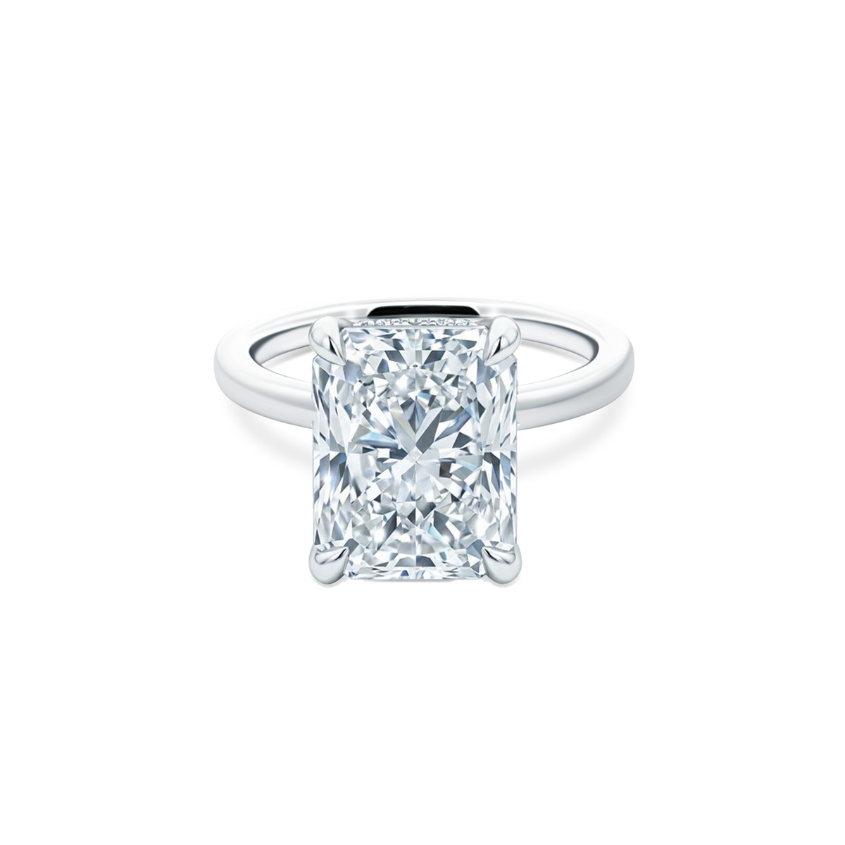 Elongated Radiant Cut Lab Grown Diamond Solitaire Engagement Ring with 5.00ct center diamond