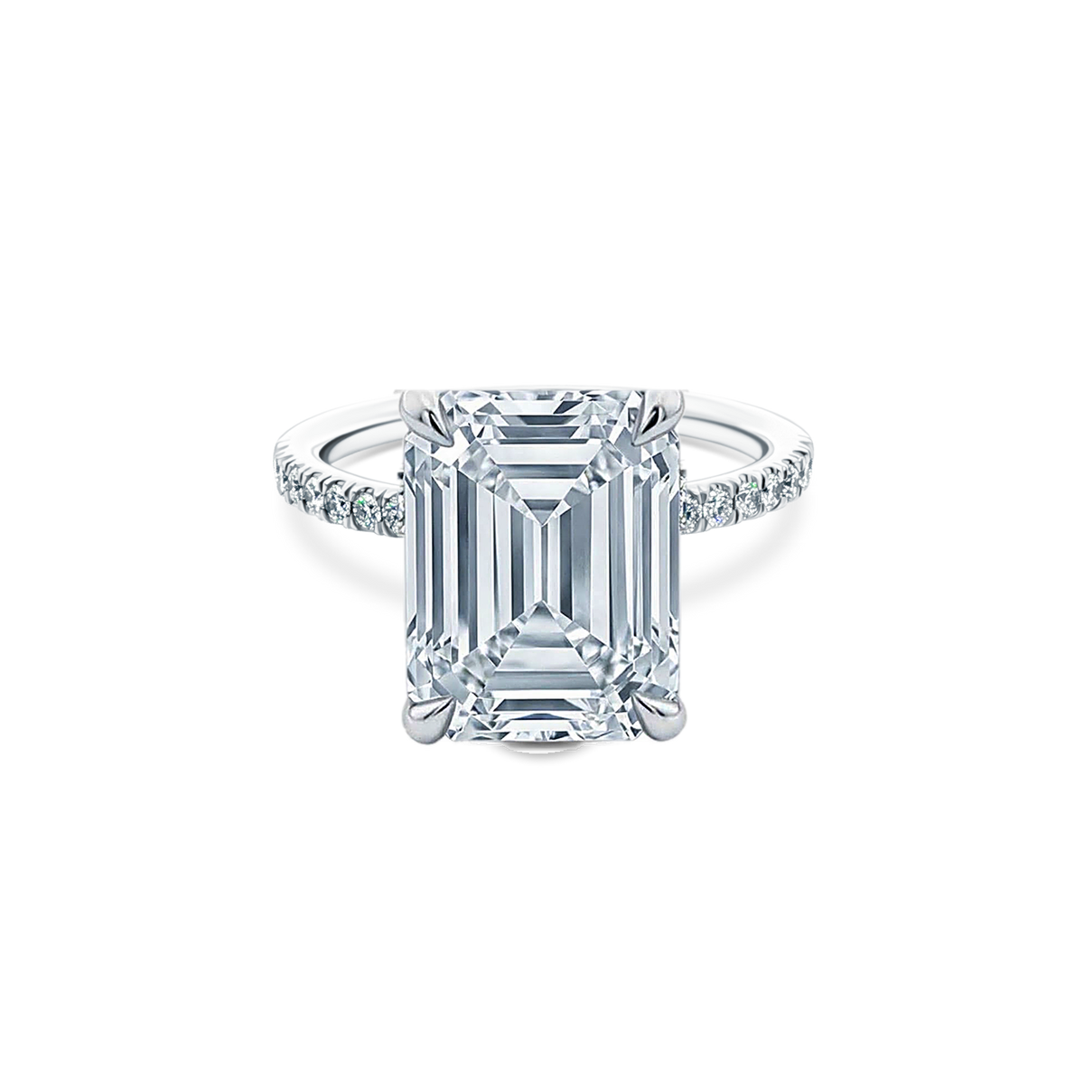Emerald Cut Lab Grown Diamond Pave Engagement Ring with 5.00ct center diamond