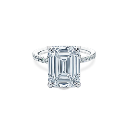 Emerald Cut Lab Grown Diamond Pave Engagement Ring with 5.00ct center diamond