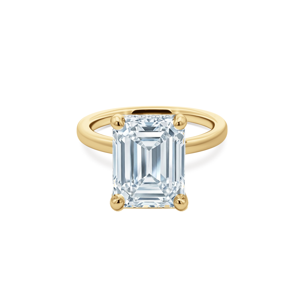 Emerald Cut Lab Grown Diamond Solitaire Engagement Ring in 14K yellow gold with 5.00ct center diamond