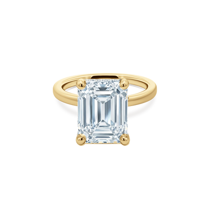 Emerald Cut Lab Grown Diamond Solitaire Engagement Ring in 14K yellow gold with 5.00ct center diamond