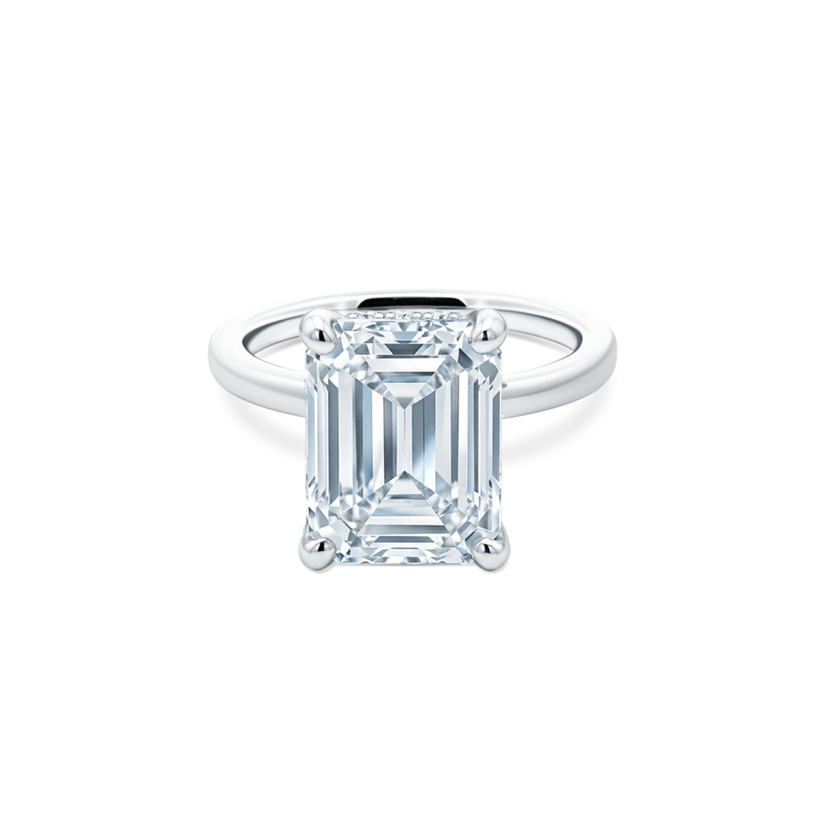 Emerald Cut Lab Grown Diamond Solitaire Engagement Ring with 5.00ct center diamond