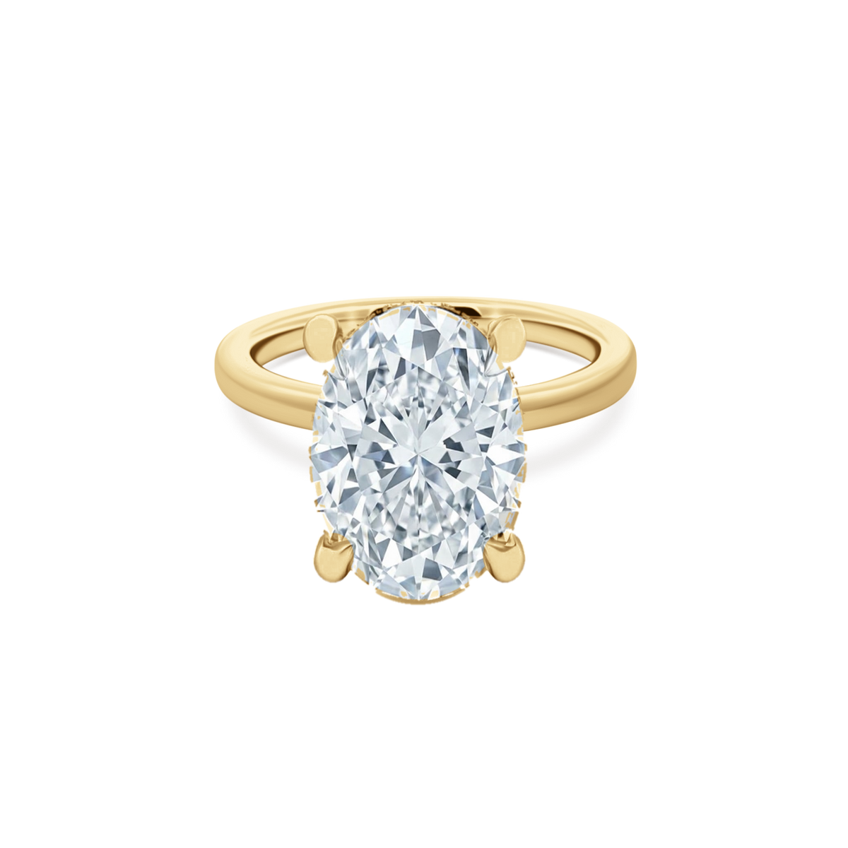Oval Cut Lab Grown Diamond Solitaire Engagement Ring in 14K yellow gold with 5.00ct center diamond