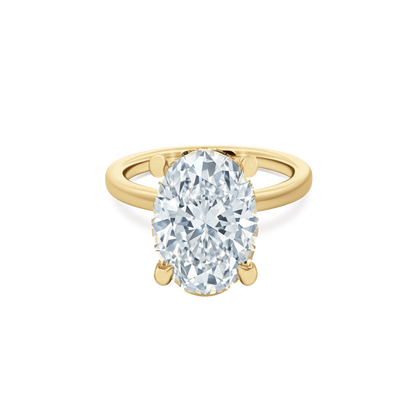 Oval Cut Lab Grown Diamond Solitaire Engagement Ring in 14K yellow gold with 5.00ct center diamond