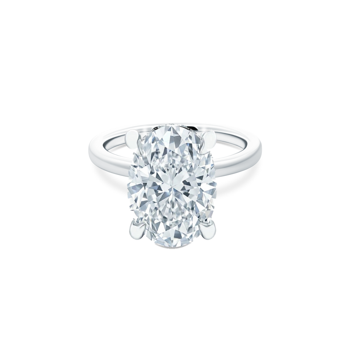 Oval Cut Lab Grown Diamond Solitaire Engagement Ring with 5.00ct center diamond