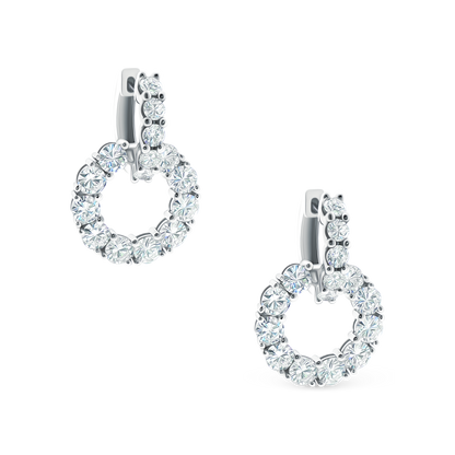 150-6611 5.10ct 18k White Gold Diamond Circle Drop Earrings