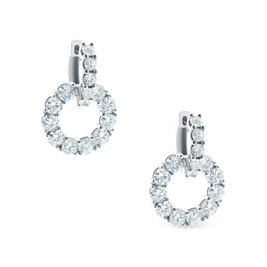 150-6611 5.10ct 18k White Gold Diamond Circle Drop Earrings