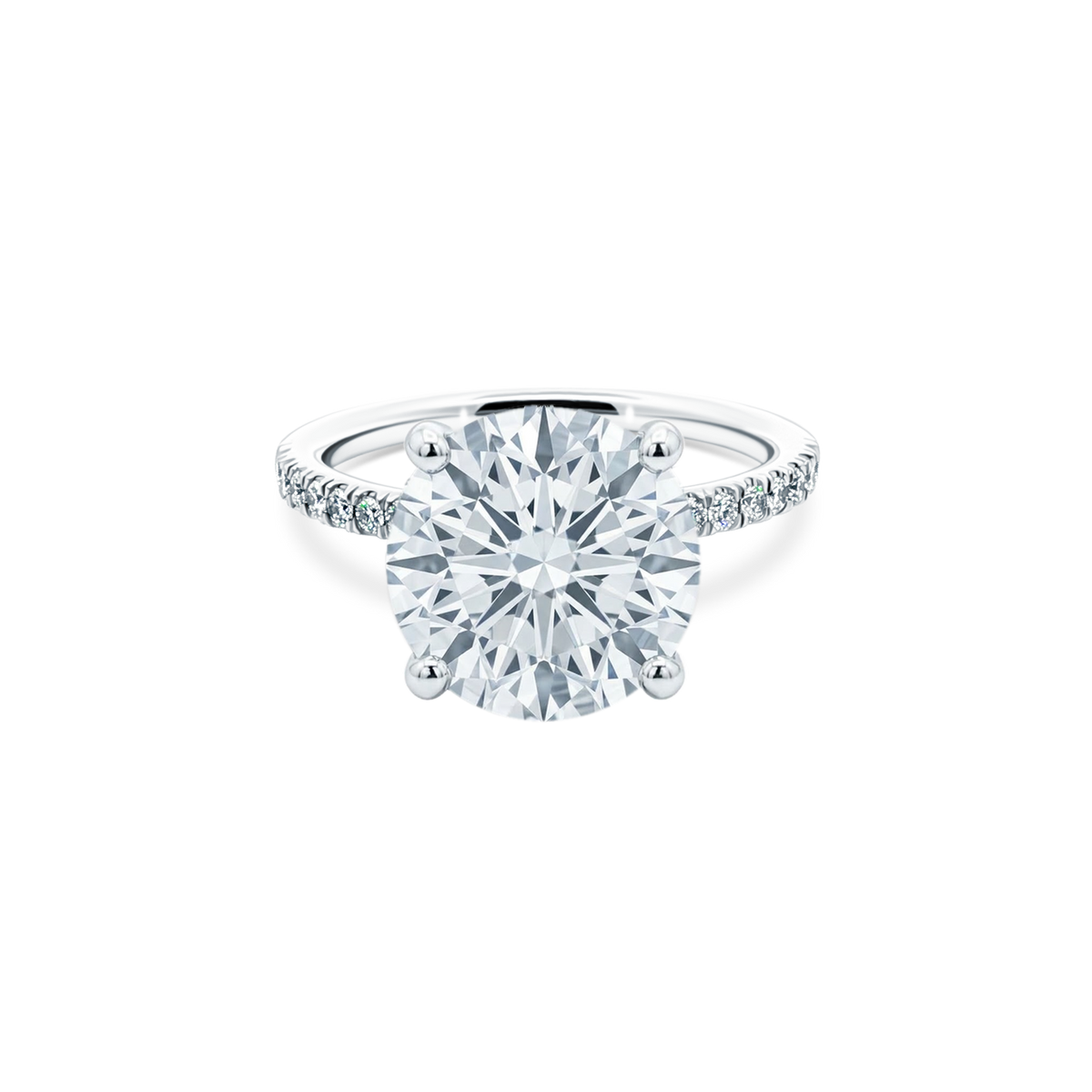 Round Brilliant Lab Grown Diamond Pave Engagement Ring with 5.00ct center diamond