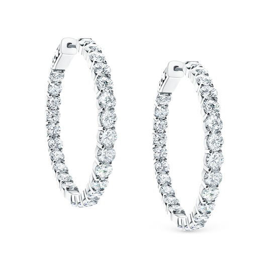 6.77ct 18k White Gold Diamond Hoops — photo 1 of 2