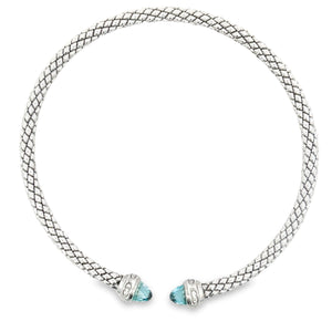 Chimento Sterling Silver Stretch Necklace With Blue Topaz