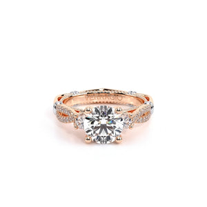 This Verragio ring is an intricately woven diamond band three-stone...