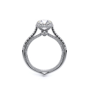 Verragio's Stardust Halo Engagement ring that sits on an elegant ca...