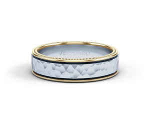 Verragio hammered 7MM width men's band with a matte finish. Featuri...
