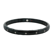 Roberto Demeglio polished ceramic stretch bracelet with 5 round bri...
