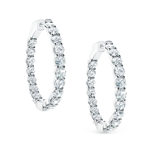 7.00ct 18k White Gold Diamond Hoops — photo 1 of 2