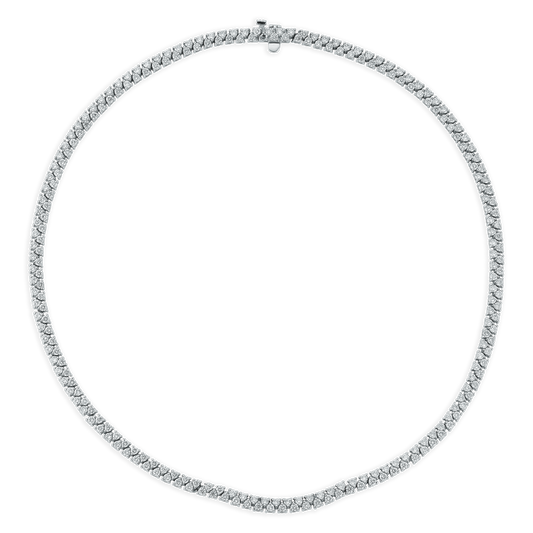 7.03ct 14k White Gold Double Row Diamond Tennis Necklace 165-1890