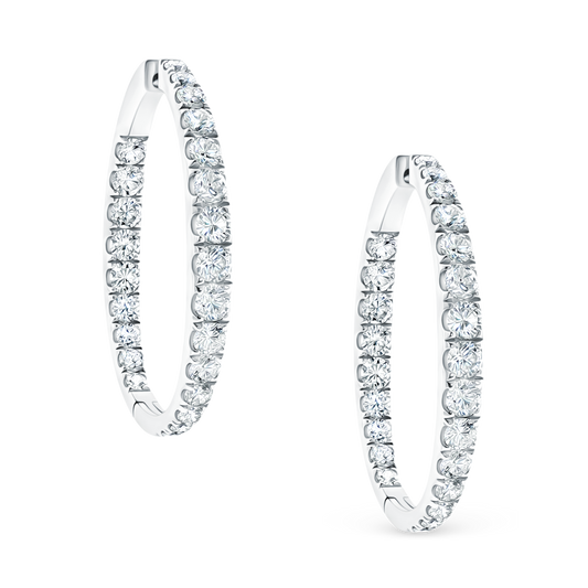 7.25ct 18k White Gold Diamond Hoops — photo 1 of 2