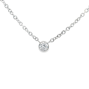 Estate piece: 14k white gold diamond necklace.
Diamonds: Bezel-set ...