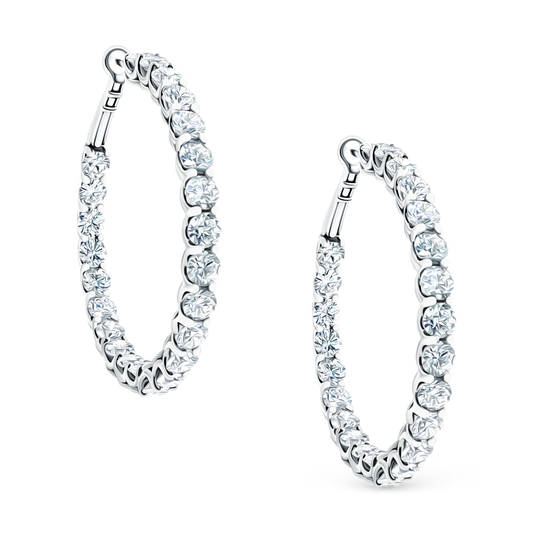 8.84ct 18k White Gold Diamond Hoops, SKU 150-6475