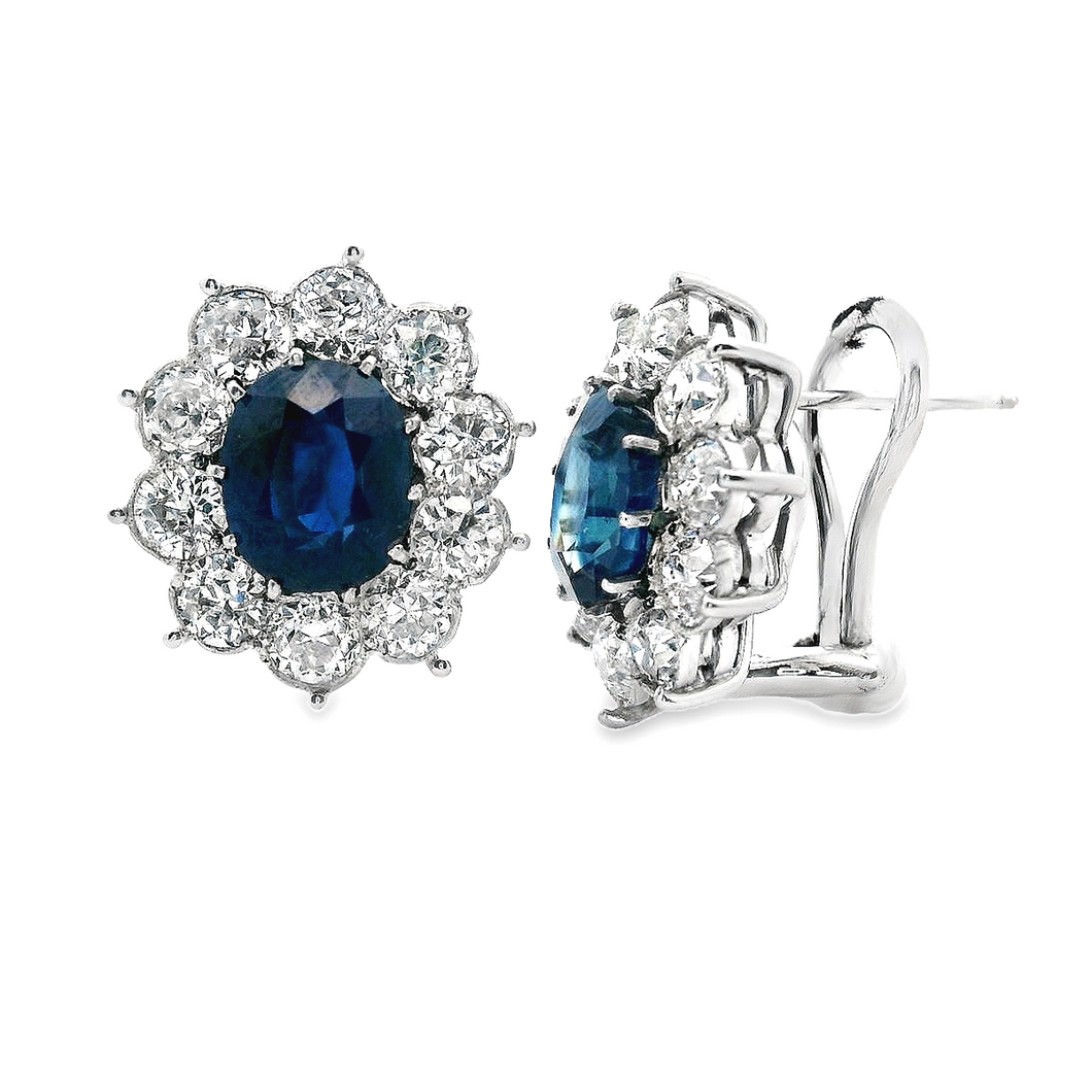Estate piece: 14k white gold diamond and sapphire earrings.
Diamond...