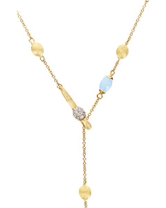 Boules in 18kt gold and milky aquamarine chase each other in this f...