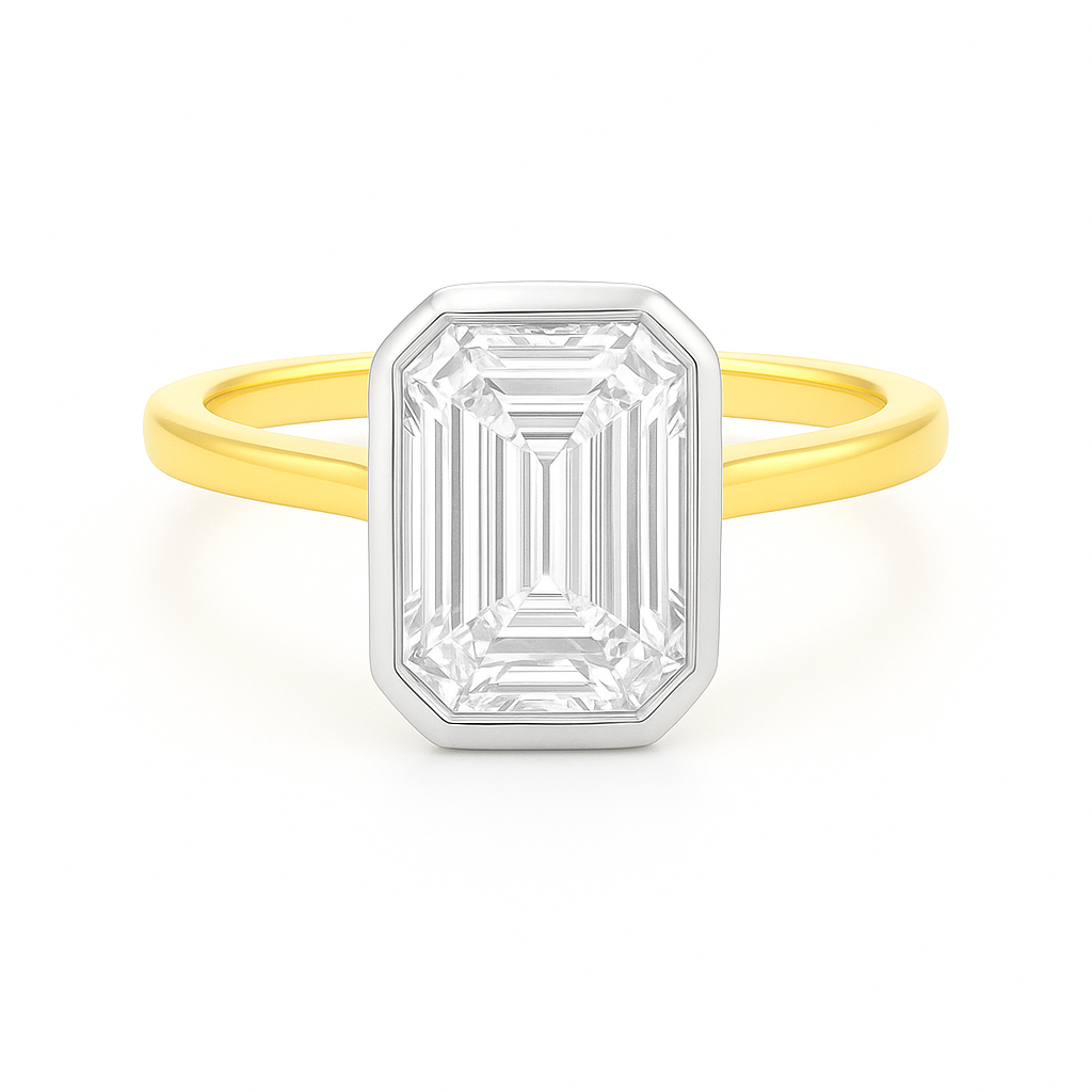 2.01ct 14k Yellow Gold Emerald Cut Lab Grown Diamond Engagement Ring