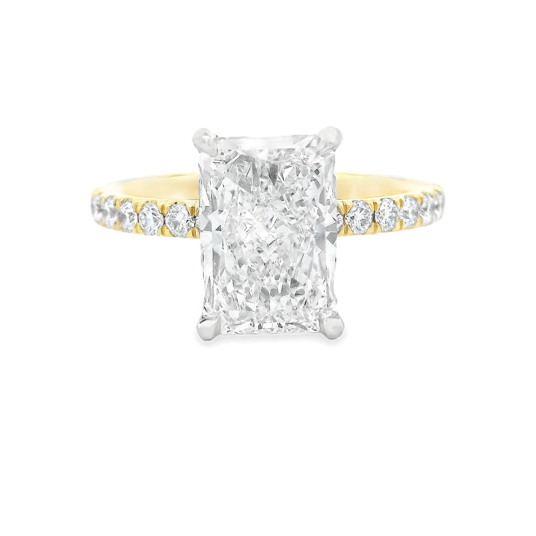 2.70ct 14k Yellow Gold Radiant Cut Lab Grown Diamond Engagement Ring
