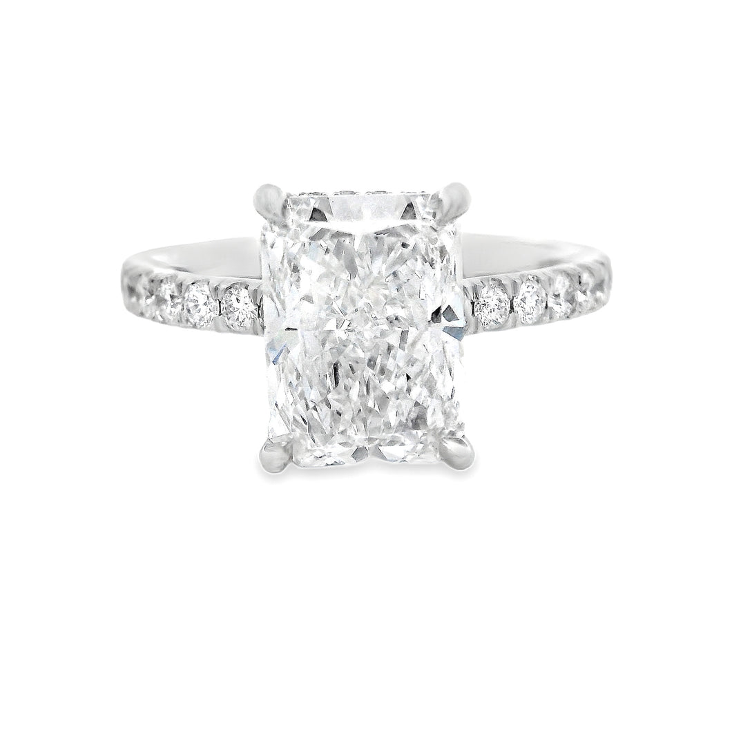 3.00ct Platinum Radiant Cut Lab Grown Diamond Engagement Ring