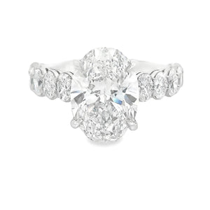 3.02ct Platinum Oval Cut Lab Grown Diamond Engagement Ring