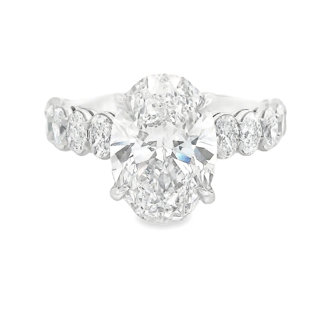 3.02ct Platinum Oval Cut Lab Grown Diamond Engagement Ring