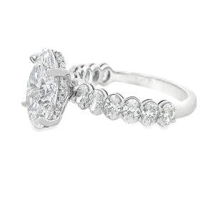 3.02ct Platinum Oval Cut Lab Grown Diamond Engagement Ring